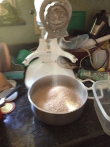 grinding wheat with a Kitchen Aid grain grinder
